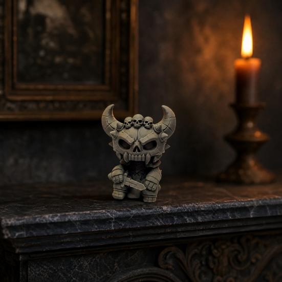Figura de Guerreiro Esqueleto Impressa em 3D, Estátua de Esqueleto Sentado para Halloween, Decoração Colecionável de Esqueleto Gótico para Festa de Feriado, Casa, Escritório