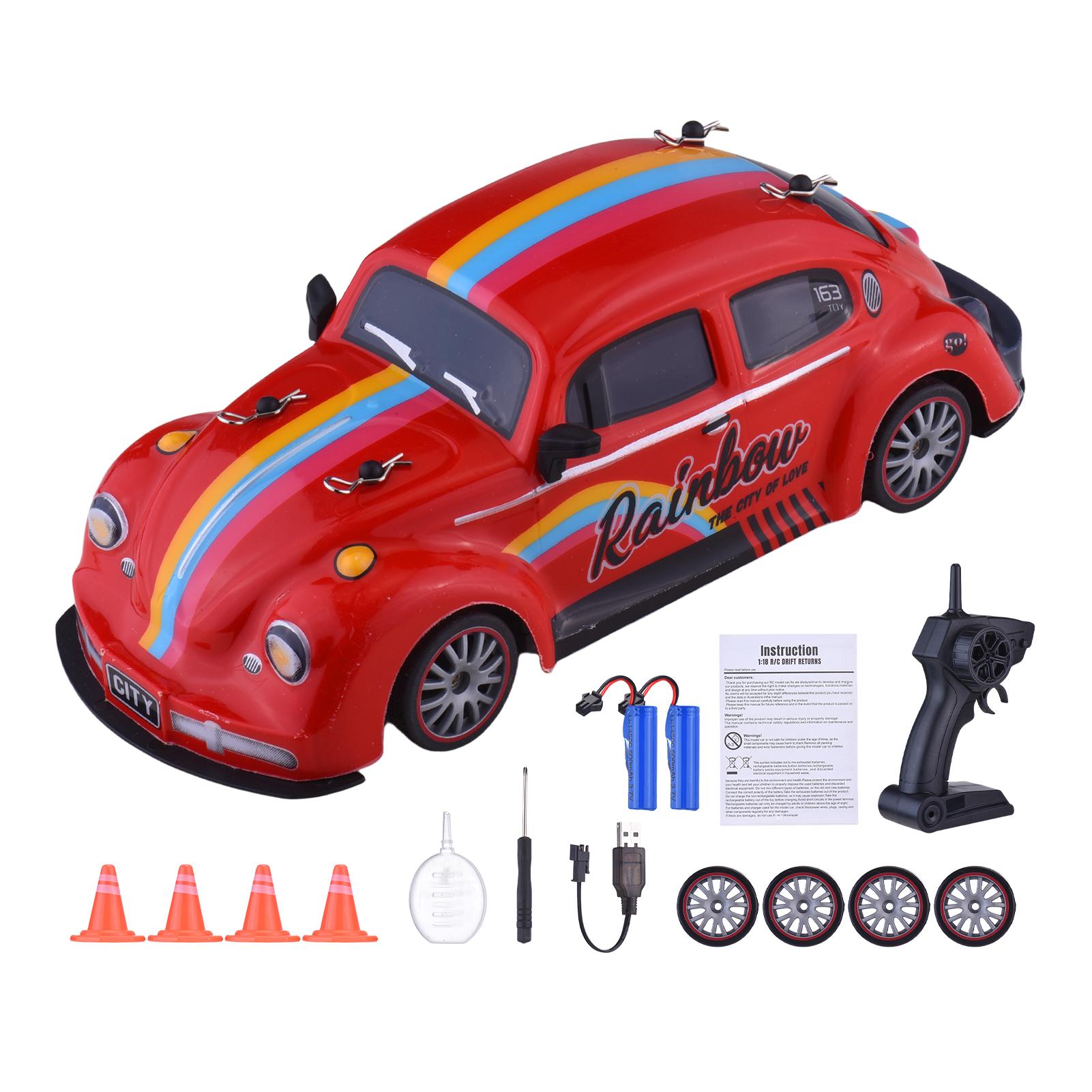 

Автомобиль с дистанционным управлением, 1:Машина для дрифта 18 масштаба 2,4 ГГц 4WD с распылителем и светодиодной подсветкой, Электрический гоночный автомобиль Red 2 Batteries