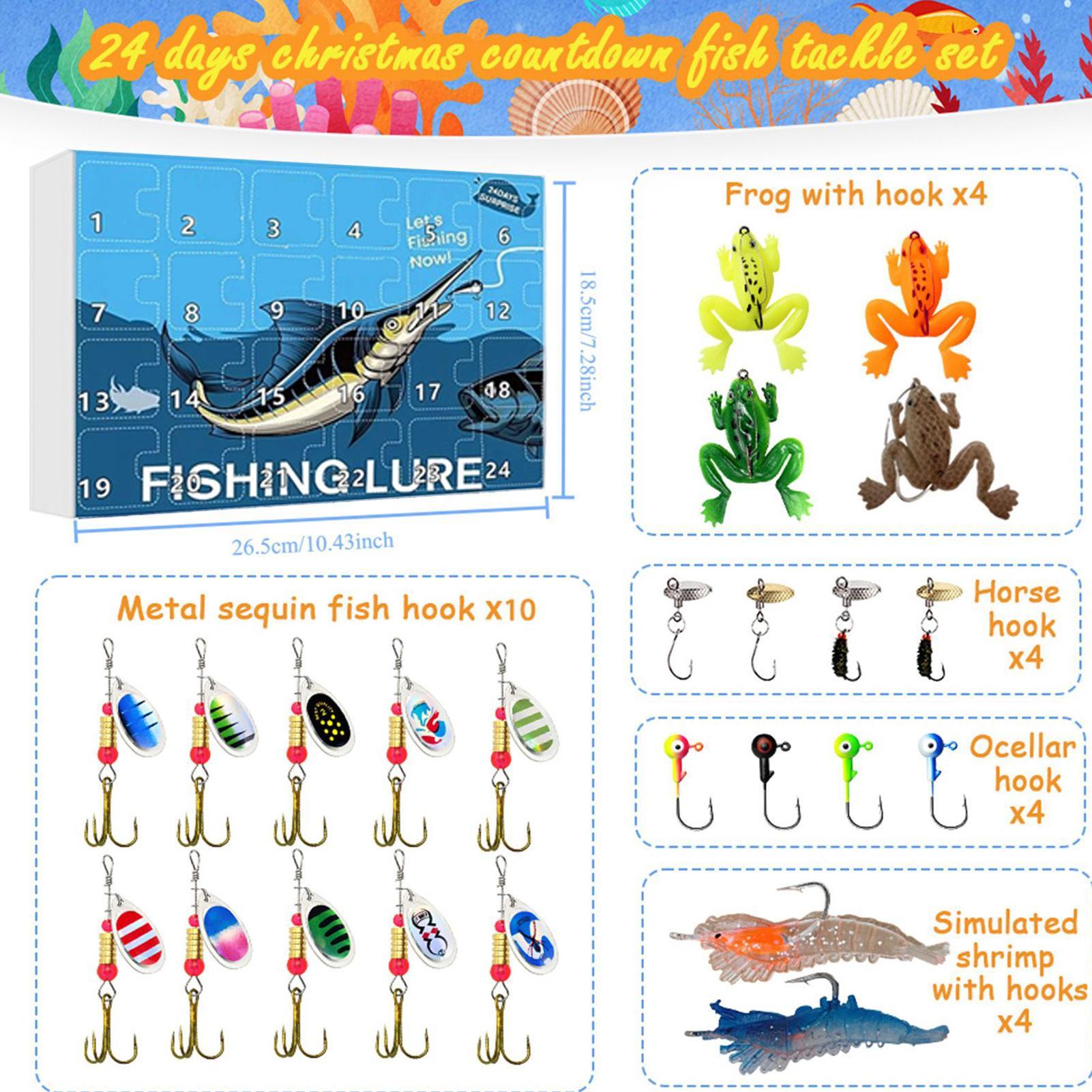 

2026 24-day Christmas Fishing Countdown Calendar Fishing Lures Calendar Advent Christmas Fishing Lure set for Dad Father Boys S