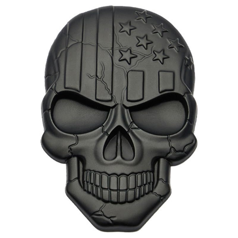 

ledmomo 1pc Skull Car Sticker Skull Head Decal Metal Skull Decal Motorcycle Emblem Badge 6.9X4.4CM чорний