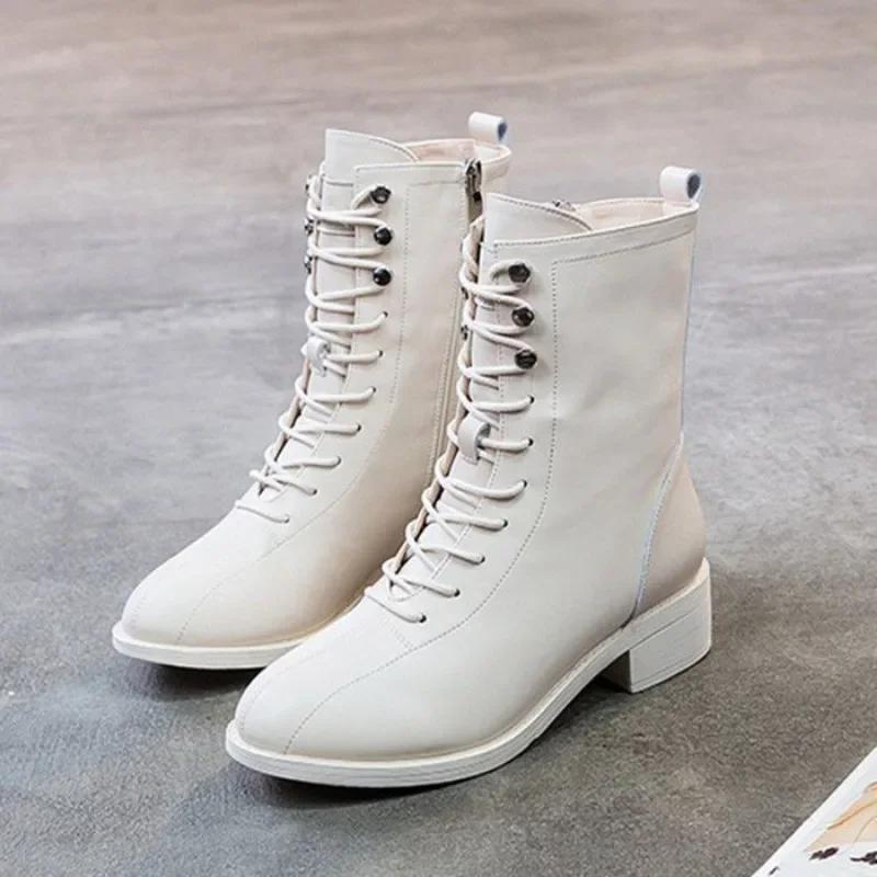 Fashion Autumn Leather Ankle Boots for Women New In Woman Short Shoes Winter 2024 Hot Chic and Elegant Trend Booties Footwear Boot Pu 39