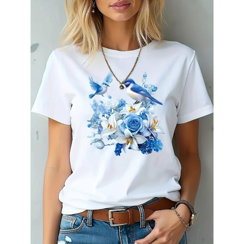 Европейские размеры Европейский размер Футболка для женщин - Удобный классический крой, Мягкая и дышащая, Идеально подходит для повседневного ношения, Классический круглый вырез, S белый