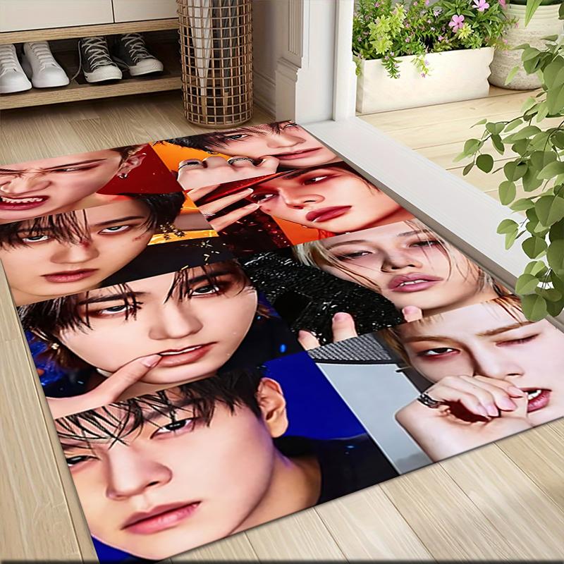 Kpop Star Portraits Carpet Rug Soft Washable Anti Slip Home Living Room Sofa Mats Personalized Christmas Rug