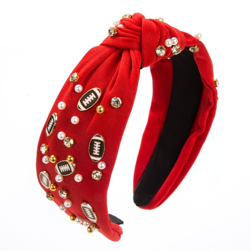 Hairband Football Decoration Headband for Women, Fashionable Fabric Wide-edge Hair Accessory
