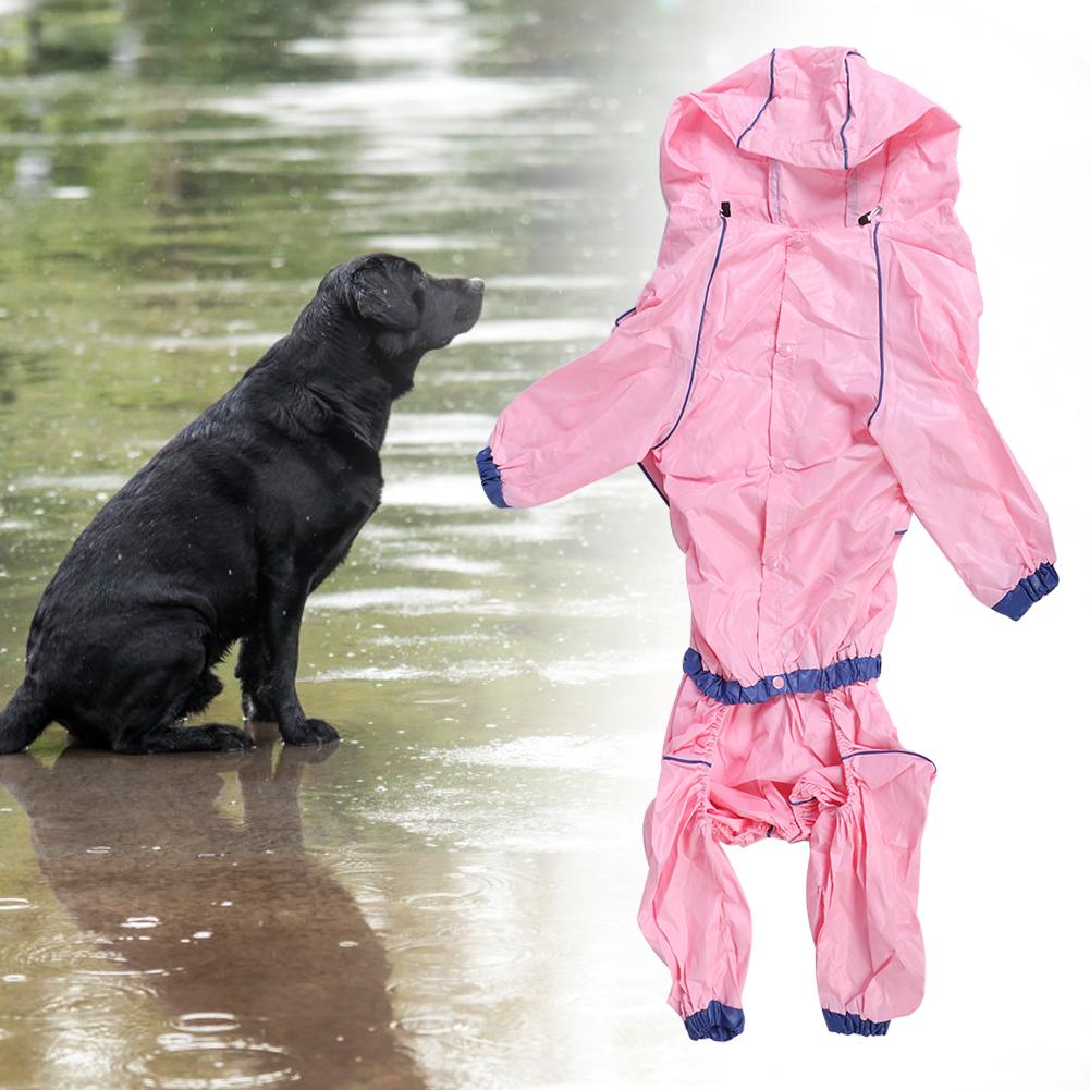 PU Rosa Haustier Vier Füße Wasserdicht Regenfest Kapuzen Regenmantel Jacke Kleidung für Hunde Katzen