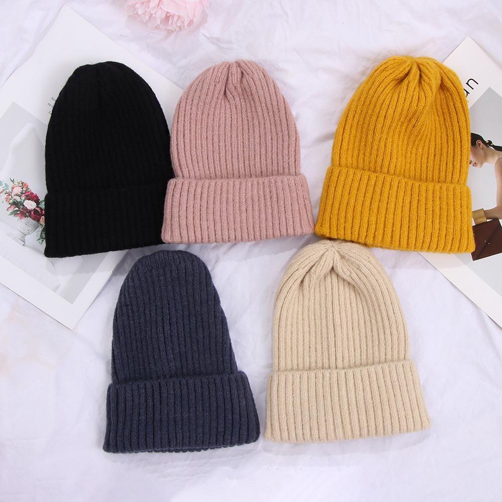 New Fashion Thicken Warm Soft Slouchy Bonnet Wool Knit Beanies Hedging Cap Ski Hat