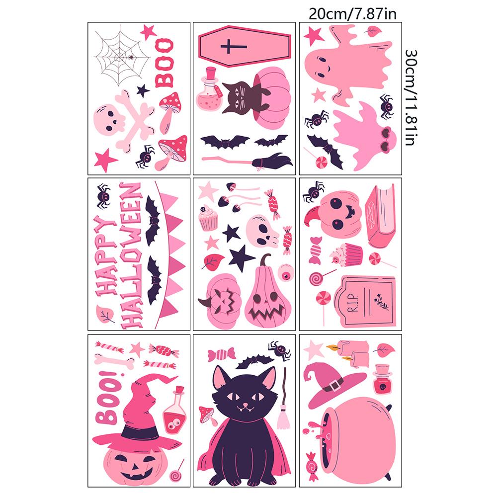 Runtowo 9 Sheets Bat Cat Halloween Window Stickers 2025 Happy Halloween Party Home Bar Floor Wall Decal