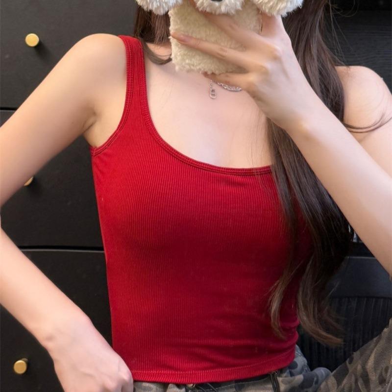 Early Autumn Slimming Square Neck Vest with Chest Pads - Warm and Versatile Innerwear