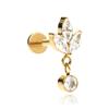 Titanium Labret With White Cubic Zirconia - Gold 1.2/6