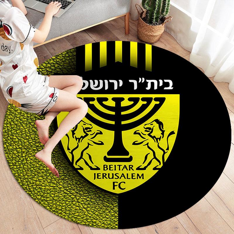 Beitar Jerusalem F.C Runder Teppich, Teppich für Wohnzimmer Schlafzimmer Sofa Spielzimmer Dekoration, Rutschfeste Fußmatte