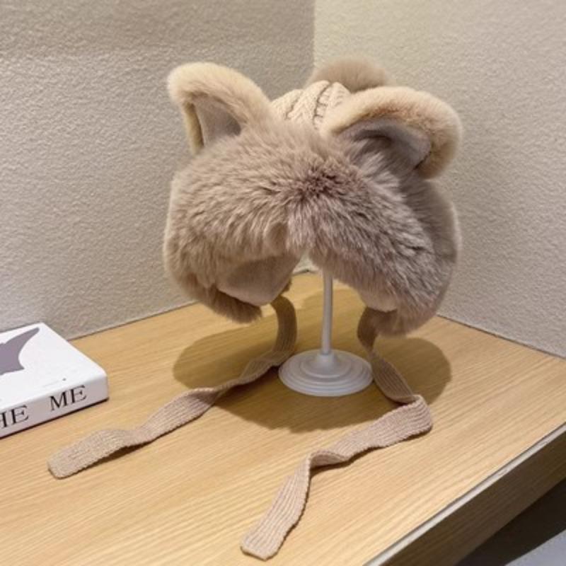 

Зимняя теплая мягкая защитная шапка для ушей, женская симпатичная универсальная вязаная шапка Thunderbolt, плюшевая утолщенная шапка, шерстяная шапка, свитер, шапка One Size хаки