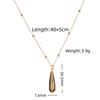 Cross-border Minimalist Niche Water Drop-shaped Natural Stone Pendant Stainless Steel Unisex Necklace Bamboo Chain Popular