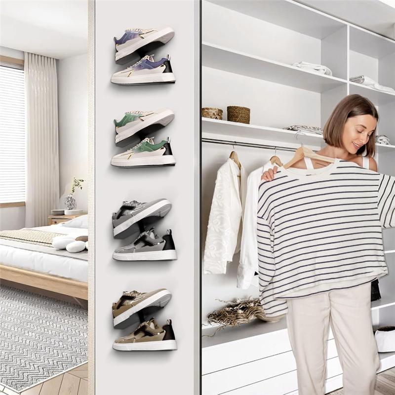 M-Modern-Sneaker Rack, Sturdy Levitating Floating Shoe Shelves Wall Mount For Showcasing Shoe Collection 2Pcs