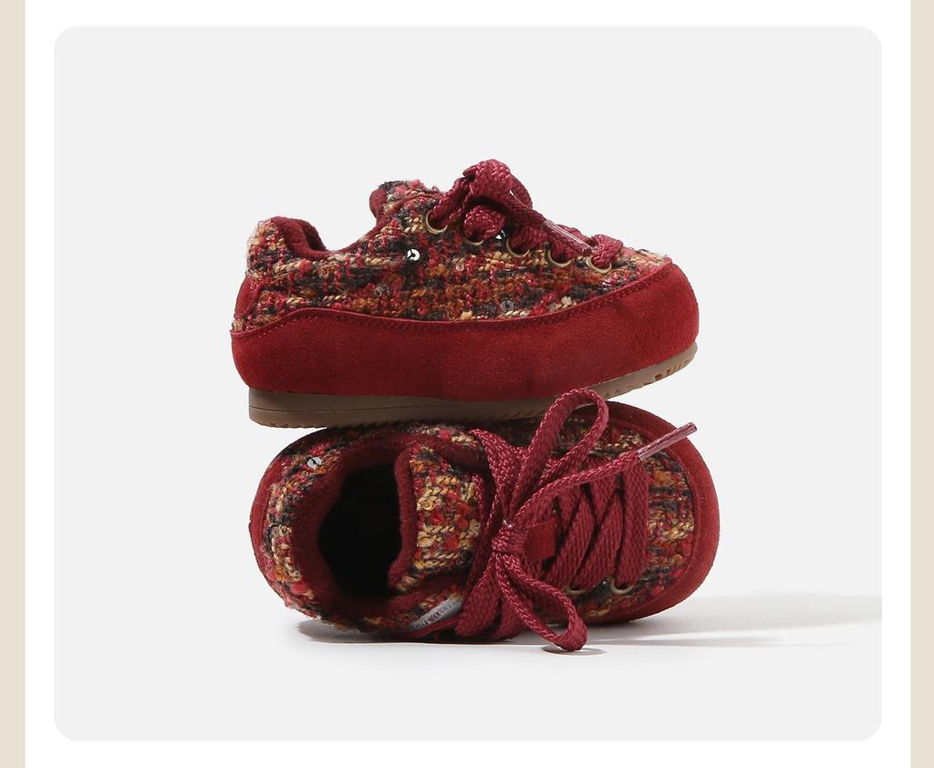 Girls' Winter Knit Toddler Shoes - Cozy Velvet Lined Casual Shoes