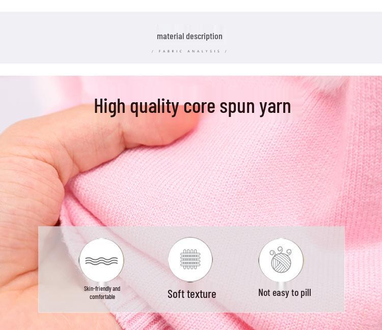 Children's Mink-Heart Jacquard Cardigan - Spring/Autumn Core-Spun Yarn Sweater for Girls