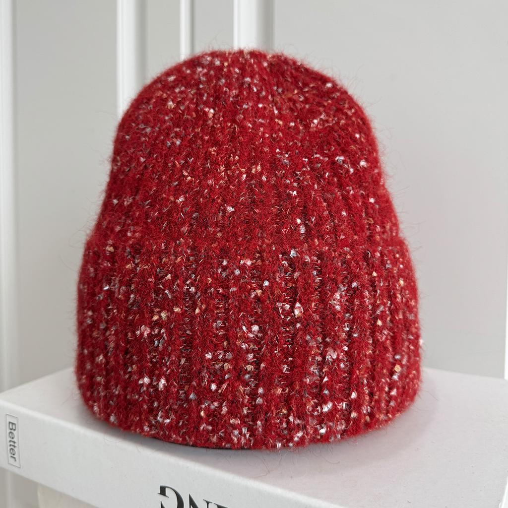 Multi-color Mixed Knitted Hat, Warm In Autumn and Winter, Showing a Small and Lazy Face, Versatile Wool Hat