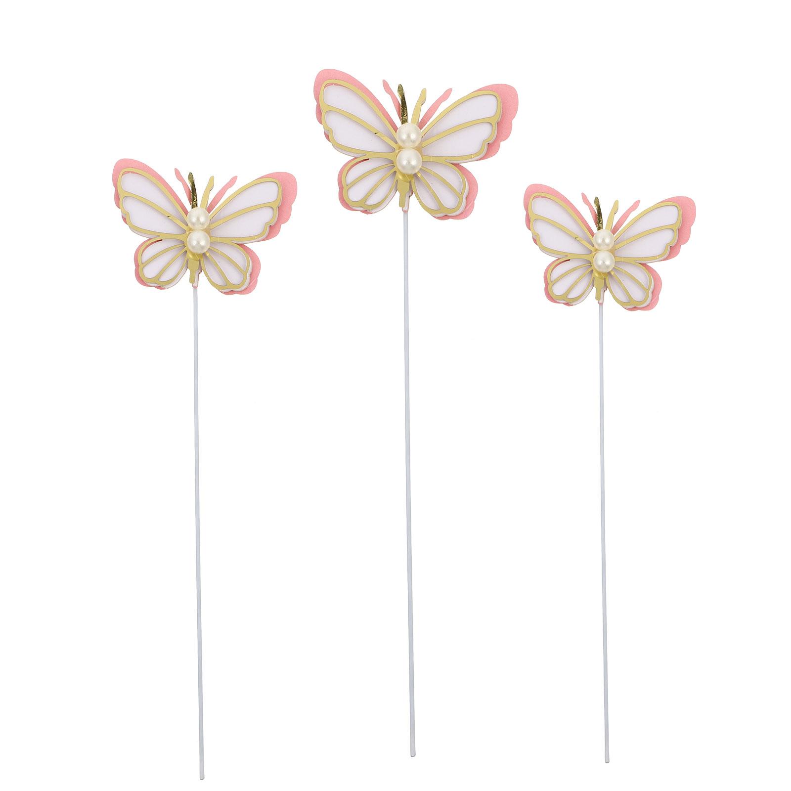 

15 Pcs Butterfly Cake Add- Ornaments Birthday Picks Paper Toppers Hat Decoration Butterfly-shaped Balloon 19.5X8.5X1CM