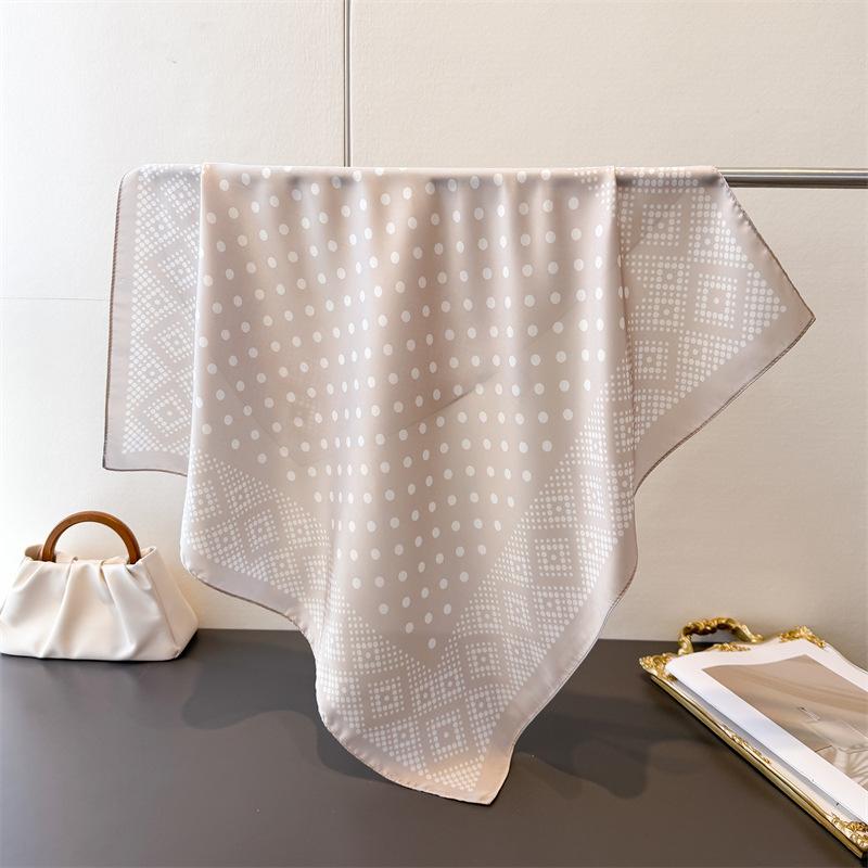 

2026 New Luxury Dot Print Fashion Square Scarves Women Silk Scarf Bandana Small Hairbands Foulard Shawl 70x70cm
