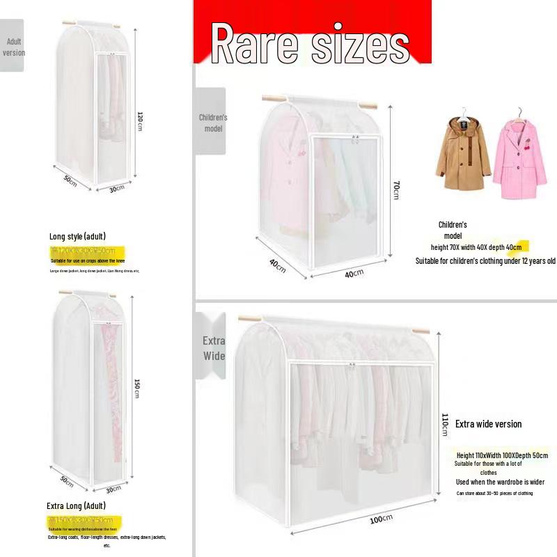Transparent 3D Dust Cover Hanging Bag for Dresses and Coats - Non-woven Fabric Suit & Evening Gown Cover