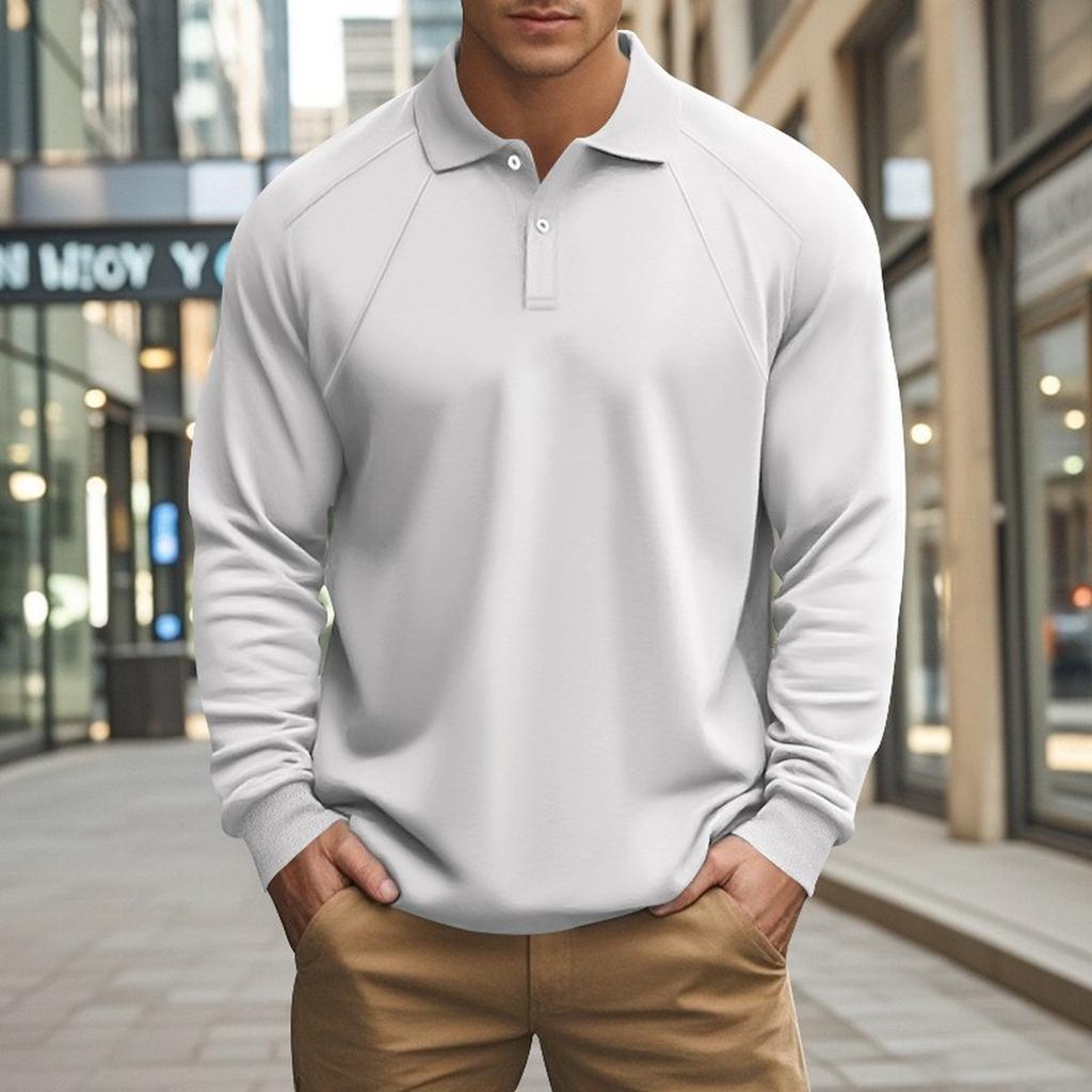 Men's Solid Color Casual Base Retro Raglan Long Sleeved Shirt