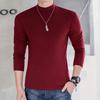 T-shirt en coton à manches longues et col semi-haut style coréen pour homme