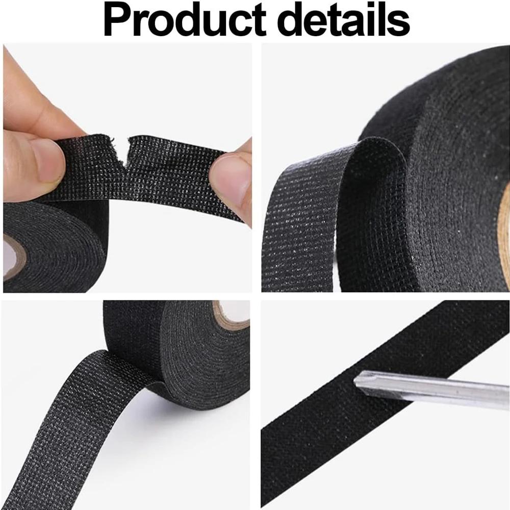 1pc 15m/590.55in Wire Harness Automotive Cloth Tape Adhesive High Noise  Proof Fabric Electrical Tape for Wrapping Wiring