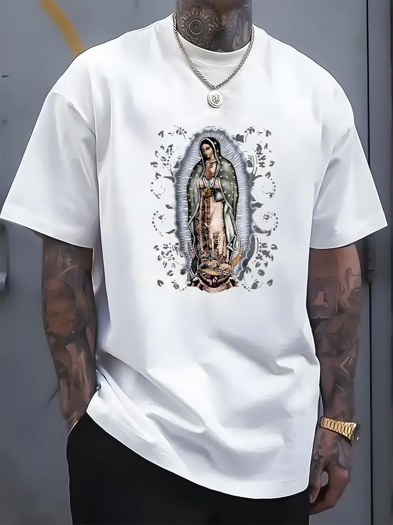 Holy Maiden Graphic Printed Men's Luxury Cotton Short Sleeved T-shirt Summer Unisex Men's and Women's Casual Loose Trendy