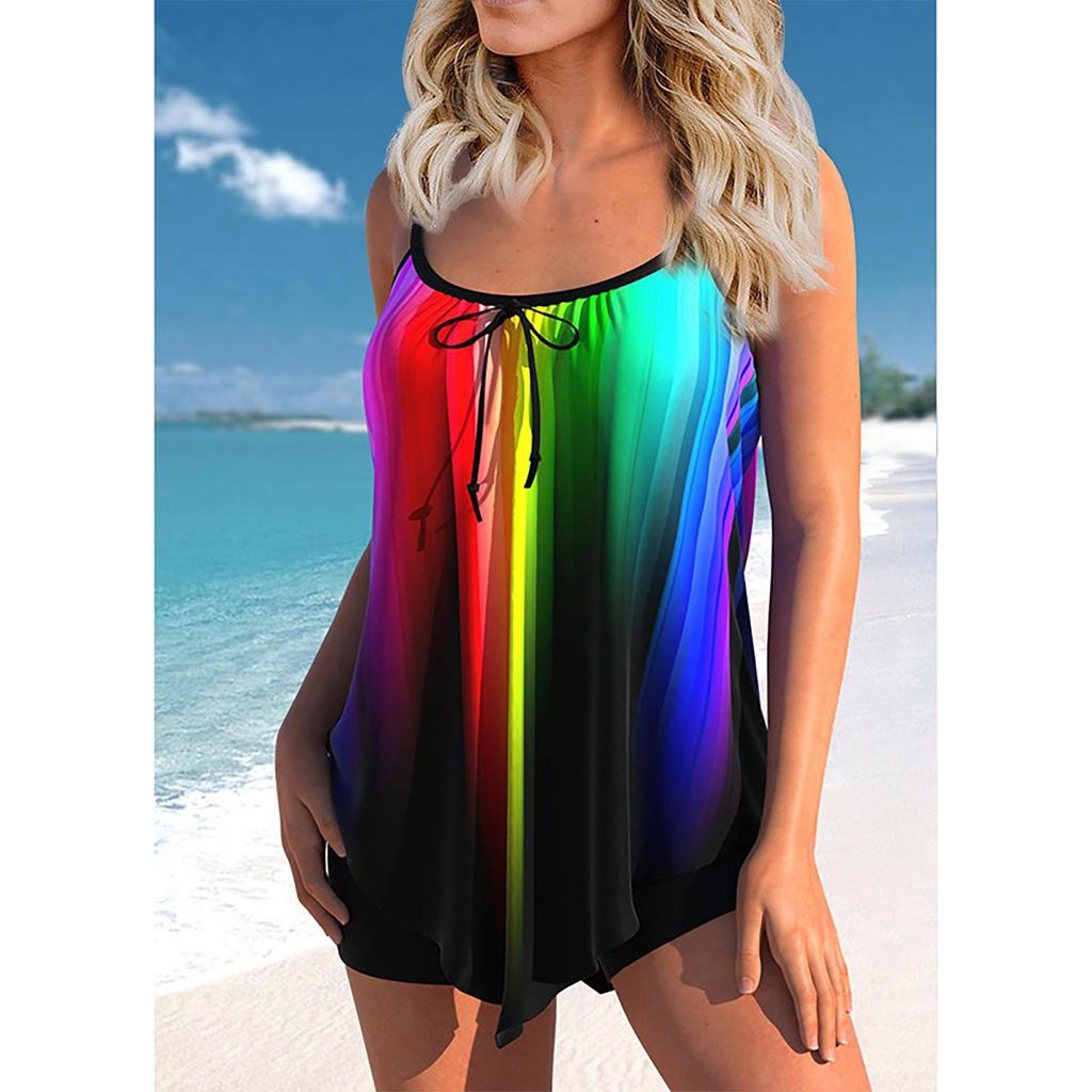 Women's Sexy Slim Fit Printed Sling Split Bikini Plus Size Swimsuit (Two Piece)