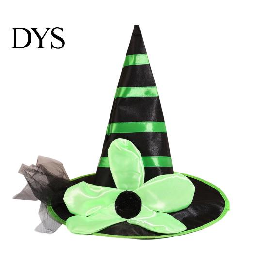 Soft Playful Witch Hat Halloween for Women Girls, Large Striped Wizard Costume with Flower Accessories, Cosplay, Party Festive Parties