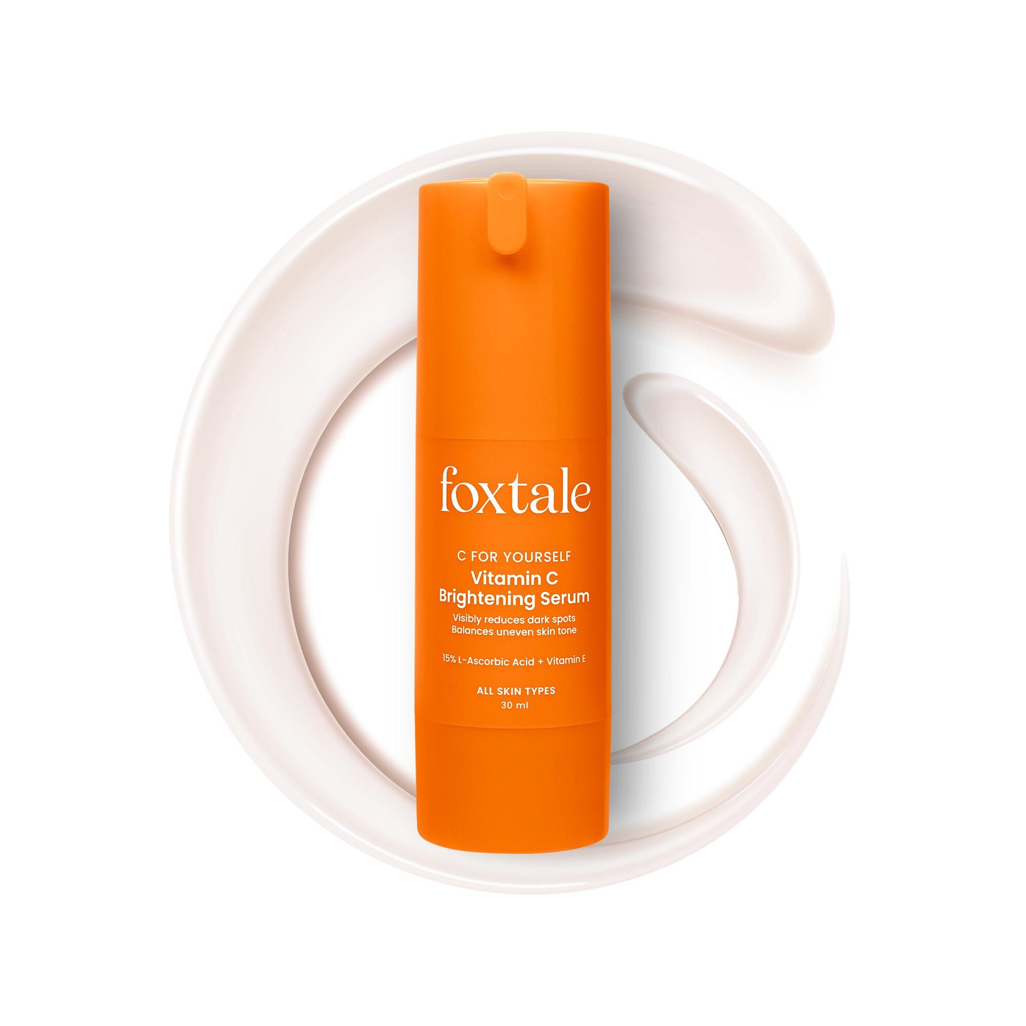 Foxtale 15% Vitamin C Face Serum for Glowing Skin | Purest Vitamin C (L-Ascorbic Acid) with Vitamin E | Moisturizing Serum for Sensitive Skin | All