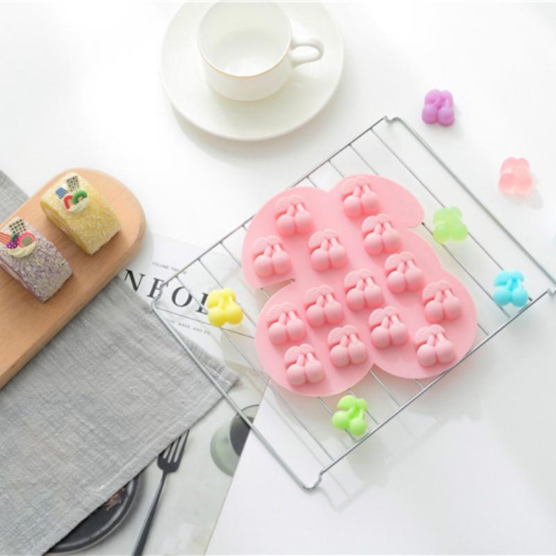 Double Cherry Fruit Shape Cake Silicone Mold Chocolate Candy Mold DIY Baking Mold