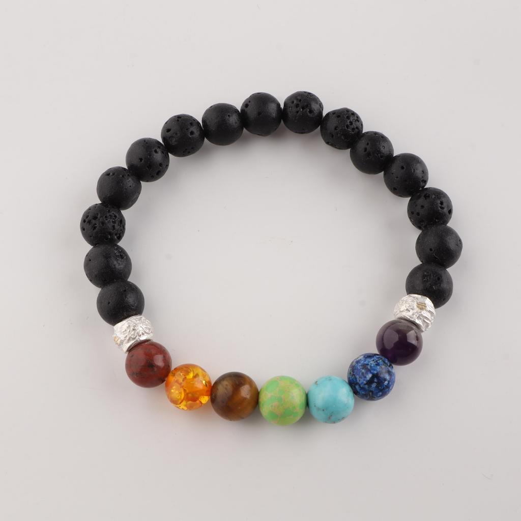 7 Chakra Bracelet, Lava Stone Bracelet, Healing Crystal Bracelet, Yoga Meditation Bracelet, Reiki Energy Bracelet DB-1