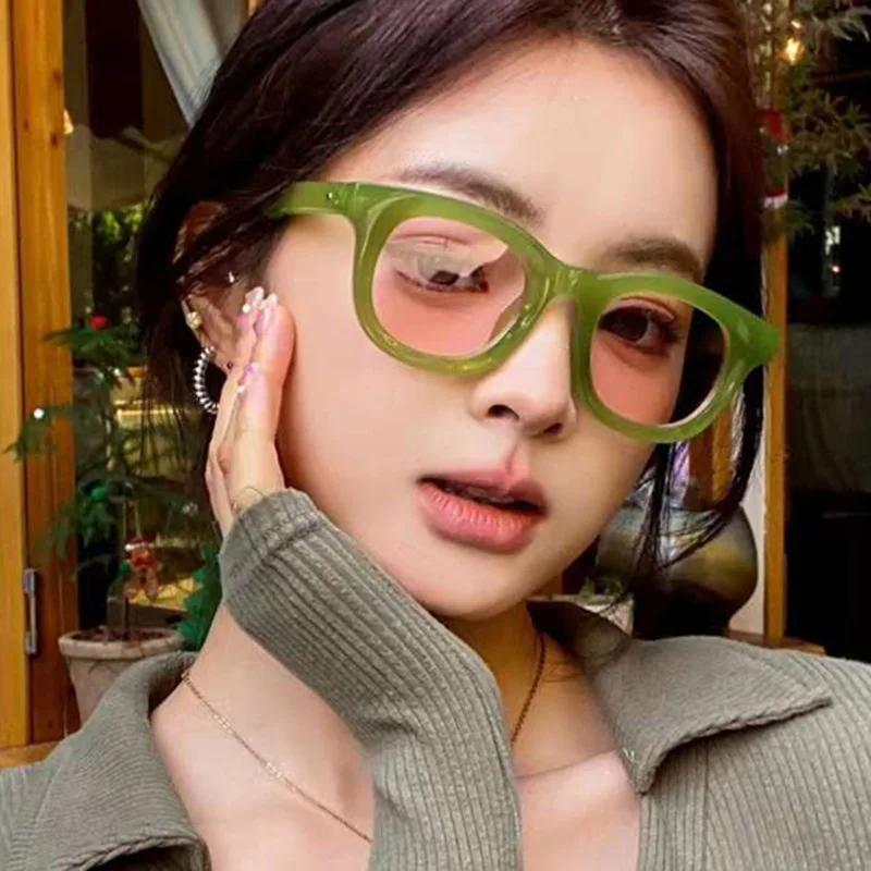 Luxury Brand Designer Vintage Square Sunglasses Women For Men  Sun Glasses Trendy Punk Popular Jelly Green Eyeglasses Uv400