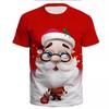 Letni T-shirt z nadrukiem Świętego Mikołaja, casualowy, modny, luźny, wszechstronny, wygodny, męski, damski