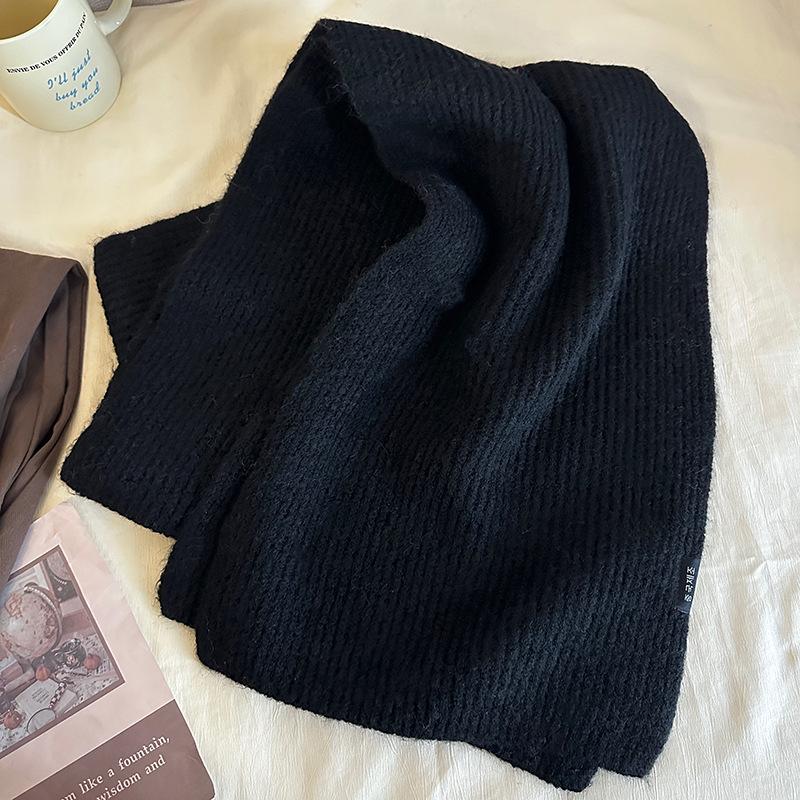 Luochi Women's Solid Wool Knit Scarf - Korean Style, Warm & Soft Fluffy Neck Gaiter for Winter.