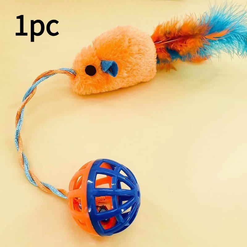 

1pc Winter Cat Toys, Plush Mouse Toy Balls, Plastic Bells, Squeaky Toys, Cat Supplies, Pet Interactive Toys, Pet Toys, Cat Toys