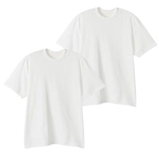 Hanes T-shirt 2-piece Set Short Sleeve SHIRO 100 Cotton Tubular Design Tagless Heins White Crew Neck Underwear Mens HM1-Z701