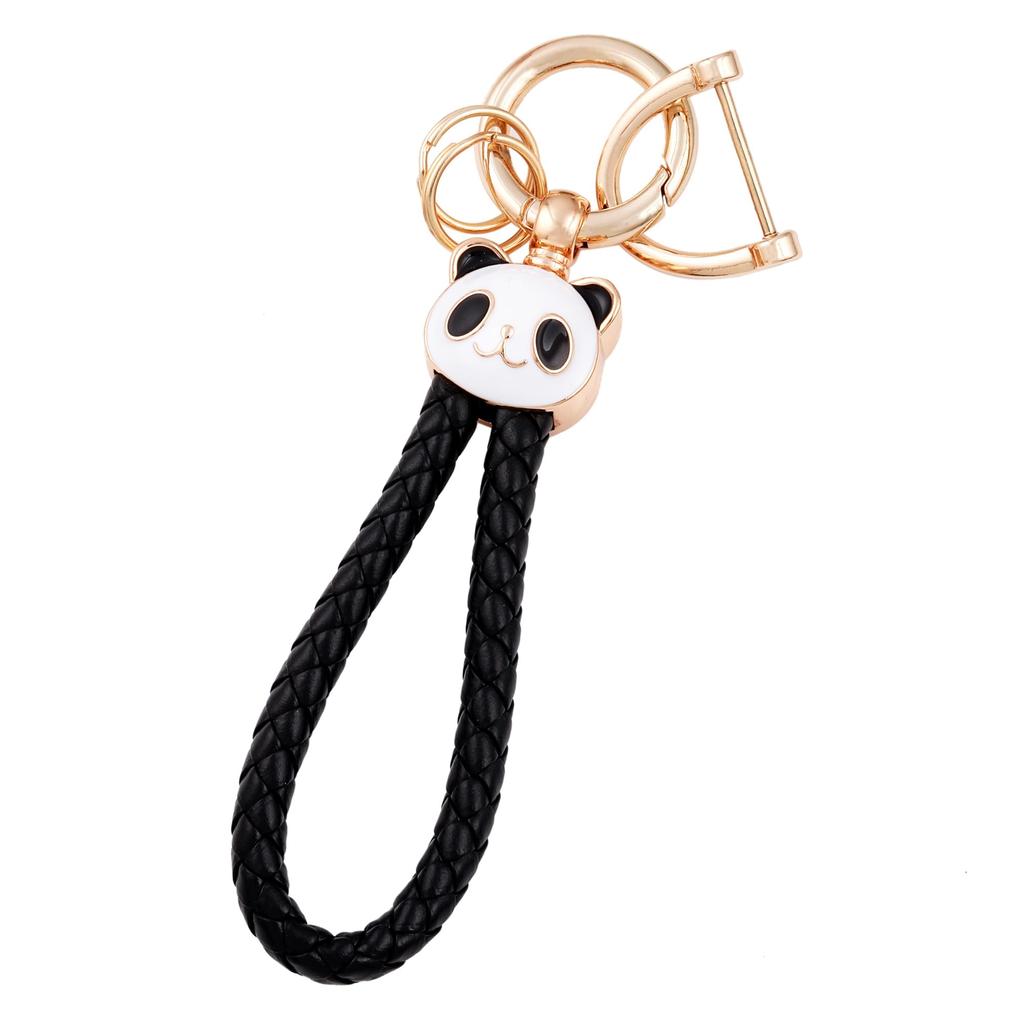 HOYZE Keychain, Car Keychain, Cute, Panda, Carabiner, Leather Braid, Bicycle Keychain, Bike, House Key,