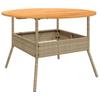 Vidaxl Stół Ogrodowy Z Akacjowym Blatem, Beż, Ø110X71 Cm, Rattan Pe