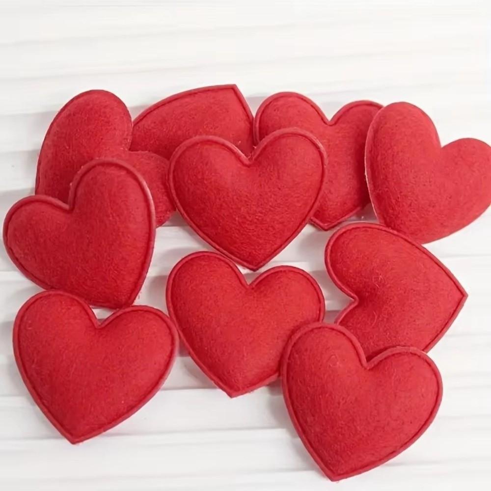 10/30PCS New Romantic Red Heart Petals Perfect 6.5cm DIY Felt Heart Ornaments Valentine Decoration Wedding Birthday Party Decor