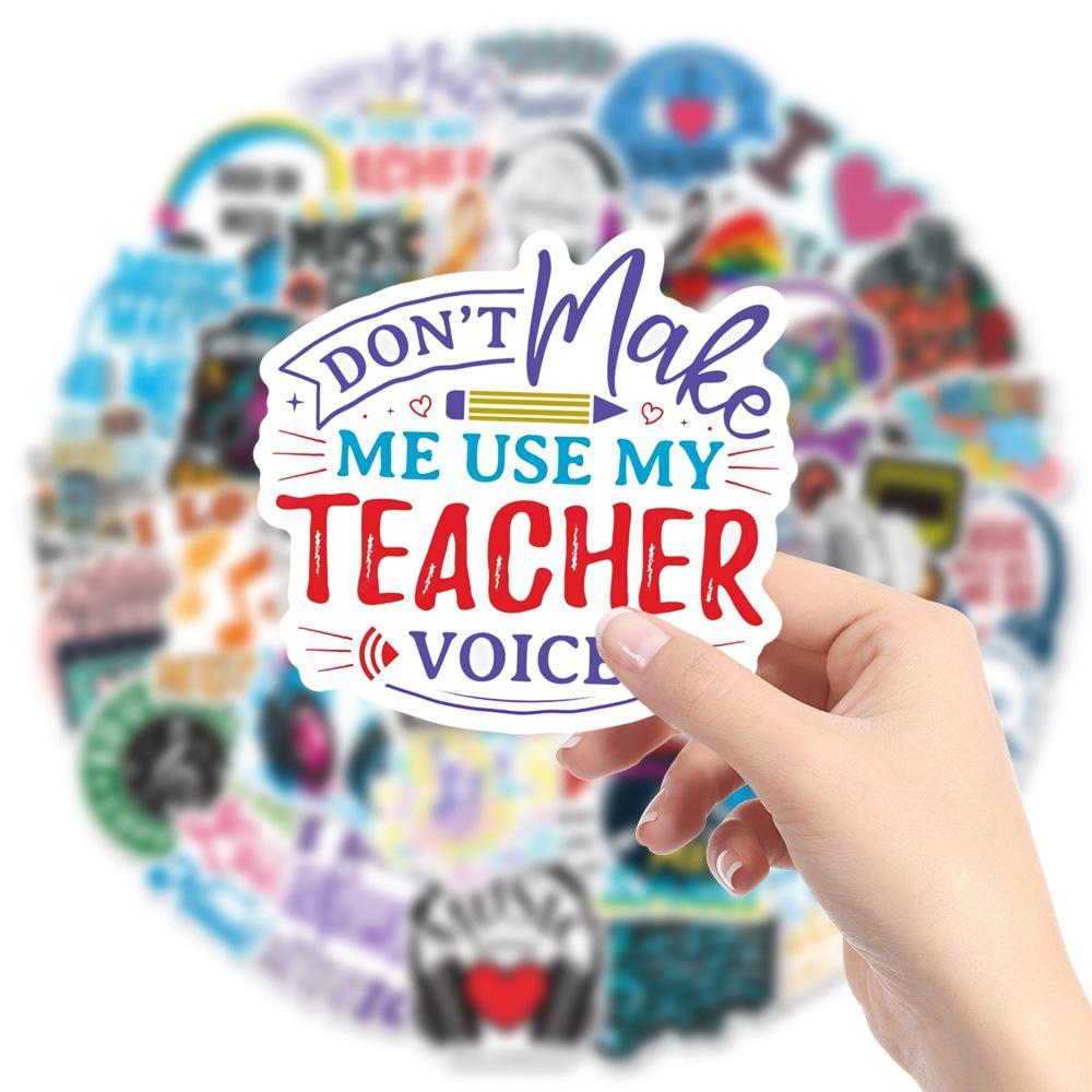 Musiknoten-Aufkleber, 50 Stück, inspirierende Worte, Musik-Schallplatten-Aufkleber für Laptop und Wasserflasche für Musikliebhaber