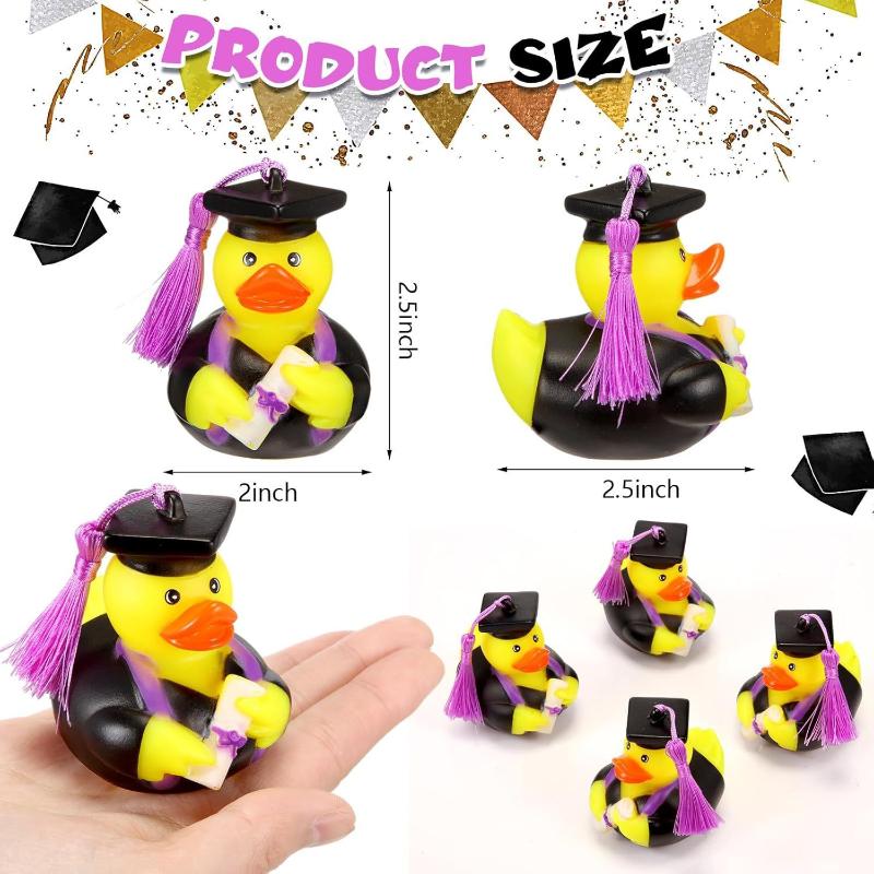 2Pcs Doctor Duck with Top Hat Graduation Party Decorations Cute Gifts Creative Car Ornaments Squeaky Bath Toy