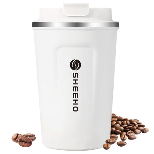 SHEEHO Vacuum Tumbler, Coffee Mug, Insulated Coffee Mug, Stainless Steel with Lid, Keeps Drinks Hot for 6 Hours, Flip Lid, Stylish Gift for Birthdays