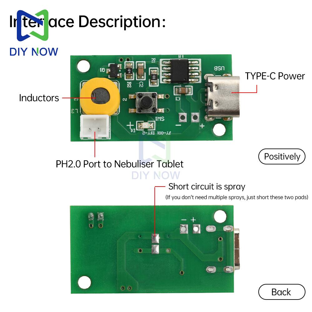 10/5/1PCS Humidifier Type-C DIY Kits Mist Maker and Driver Circuit Board Electronic Fogger Atomization Film Atomizer Sheet