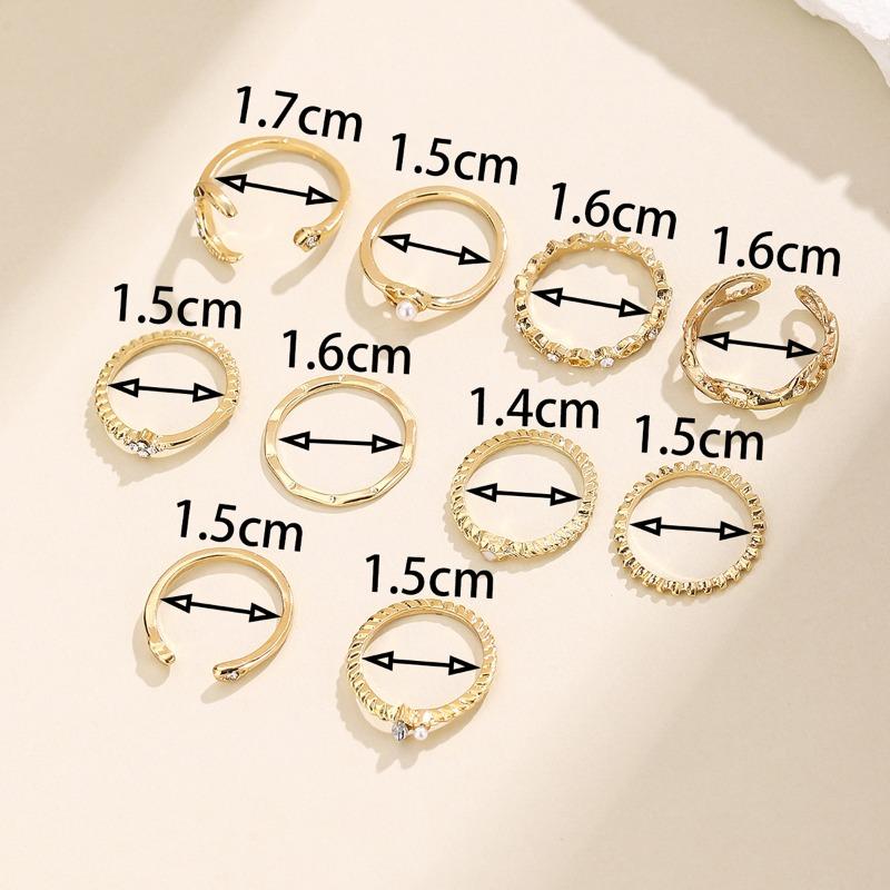 Jewelry Alloy Ring Fashion Versatile Moon Love Index Finger Ring Set Personalized Geometric Stacking Joint