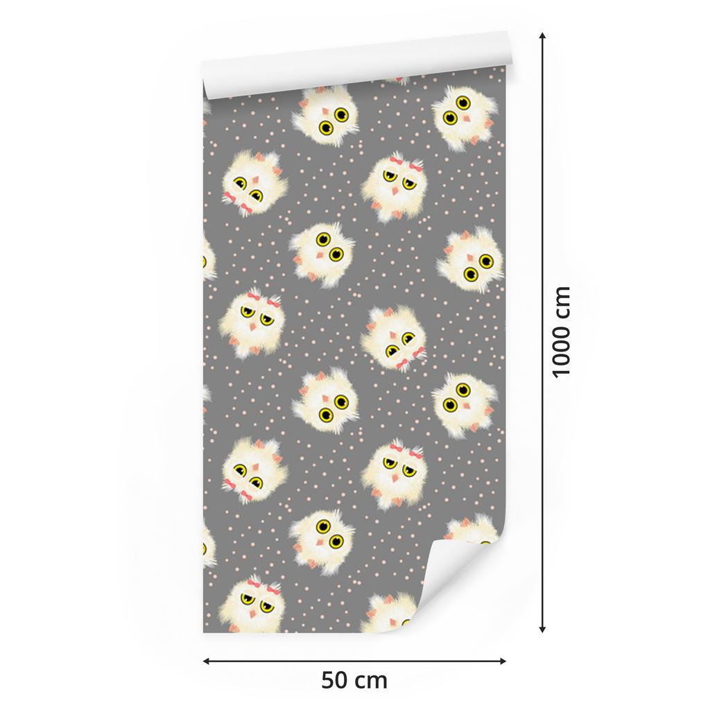 Owls and dots wallpaper for living room and bedroom 50x1000