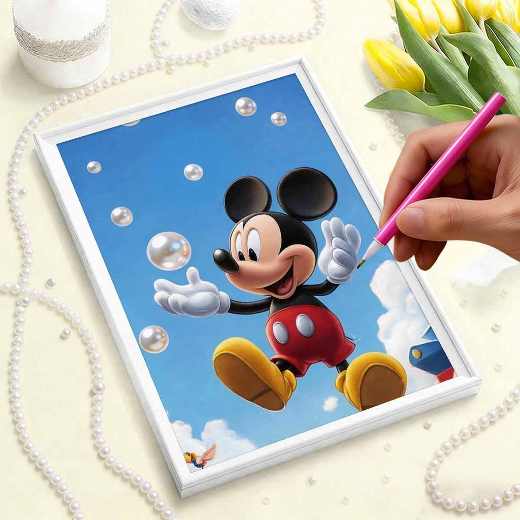 The Iconic Character of Disney Mickey Mouse in A Pearl Jigsaw Puzzle A Handmade Decorative Gift Suitable for Home Use