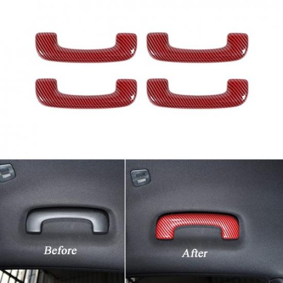 Red Carbon Roof Grab Handle Decor Cover Trim for Dodge Charger 2011+ Accessories
