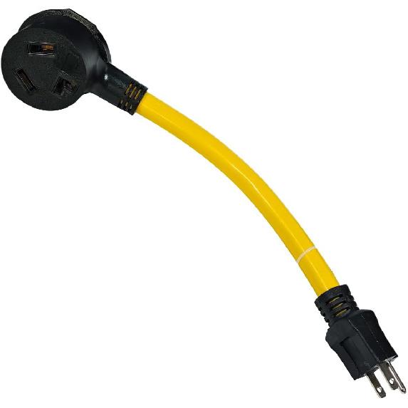 

RV Electrical Power Adapter Cord, 1FT Length 15 Amp 3 Prong 5-15P to 10-30R Receptacle Electrical Power Plug Converter Cord Cable for Dryer Welder