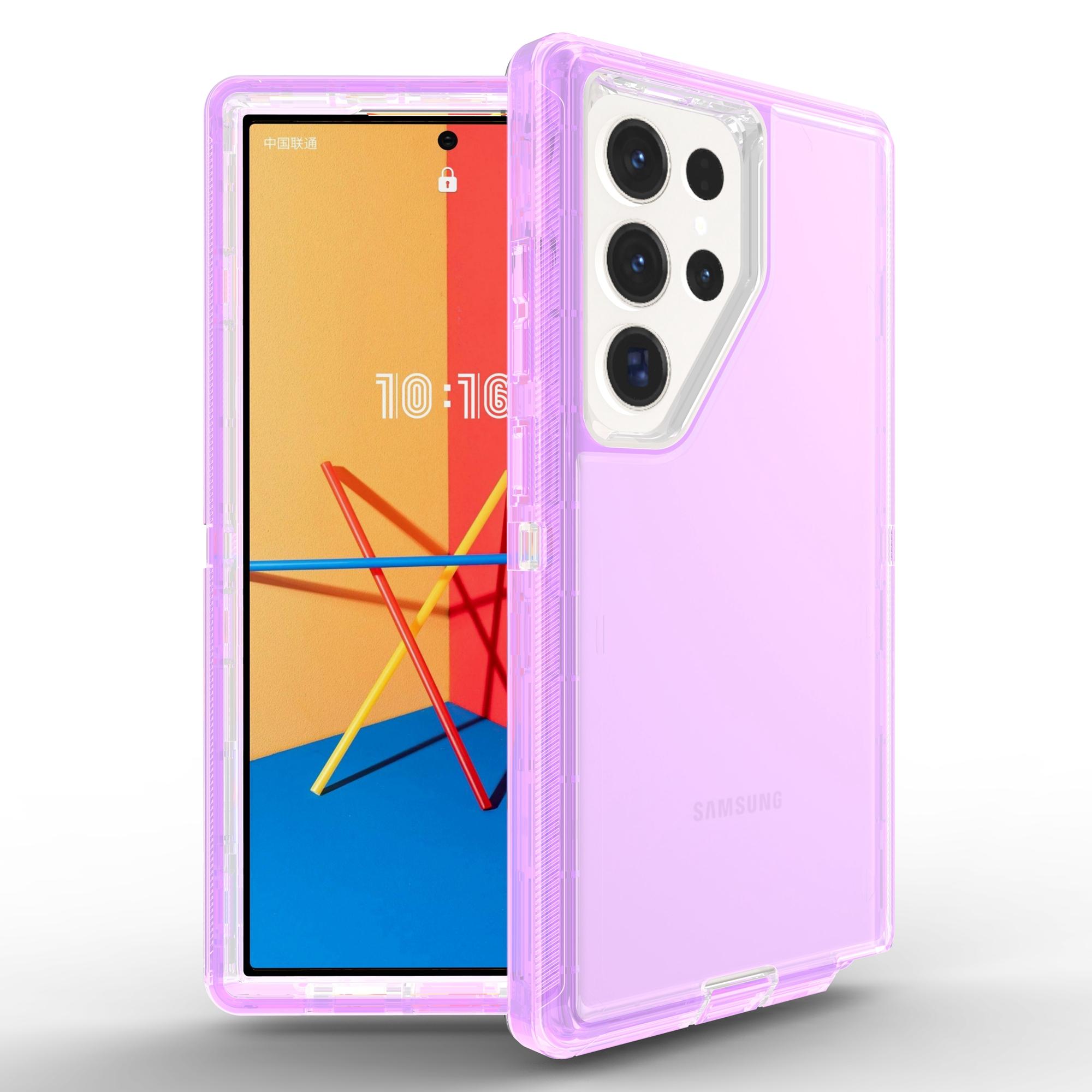 

For Samsung Galaxy S25 Ultra Case 3 in 1 Detachable Shockproof TPU+PC Phone Back Cover Transparent Purple